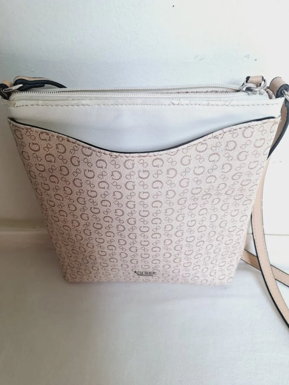 Guess Logo Crossbody Bag Cream Beige - Picture 5 of 9